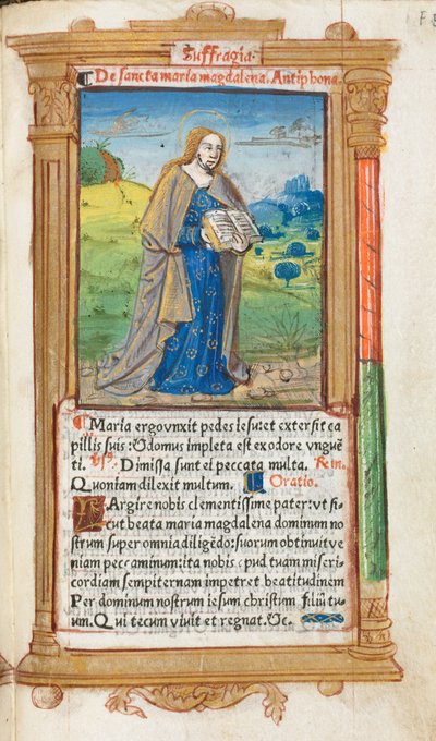Libro de Horas impreso Uso de Roma: fol. 109r, María Magdalena, 1510 de Guillaume Le Rouge