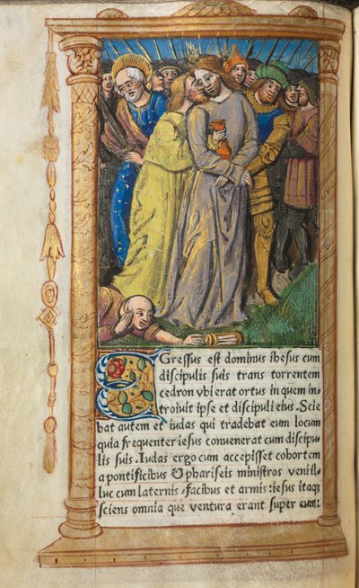 Libro de Horas Impreso Uso de Roma: fol 20v, Cristo en Getsemaní de Guillaume Le Rouge