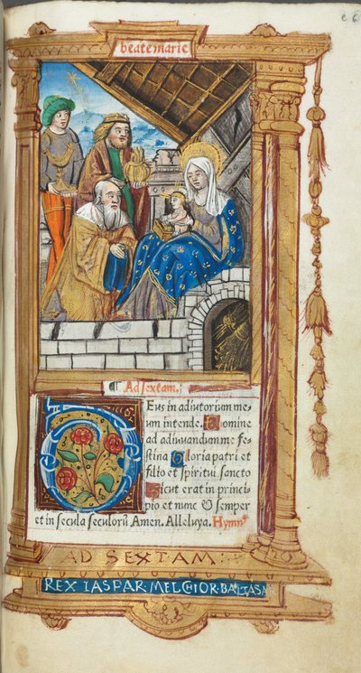 Libro de Horas impreso Uso de Roma: fol. 38r, Adoración de los Magos, 1510 de Guillaume Le Rouge