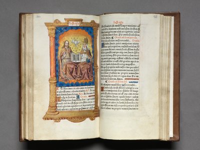 Libro impreso de Horas Uso de Roma: fol. 95r, La Trinidad, 1510 de Guillaume Le Rouge