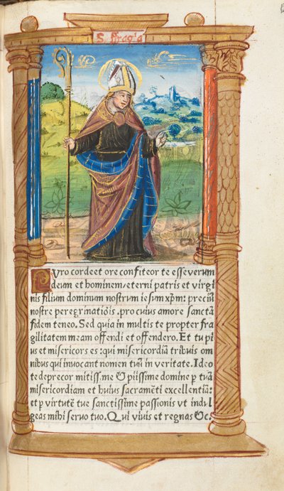 Libro de Horas Impreso Uso de Roma: fol. 96r, San Agustín, 1510 de Guillaume Le Rouge