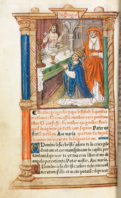 Libro de Horas Impreso Uso de Roma: fol. 96v, Misa de San Gregorio, 1510 de Guillaume Le Rouge