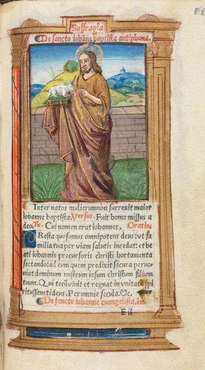 Libro de Horas Impreso Uso de Roma: fol. 98r, San Juan Bautista, 1510 de Guillaume Le Rouge