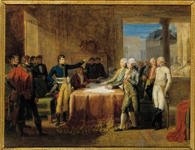 Guerra Napoleónica: Firma de los Preliminares de la Paz de Leoben de Guillaume Lethiere