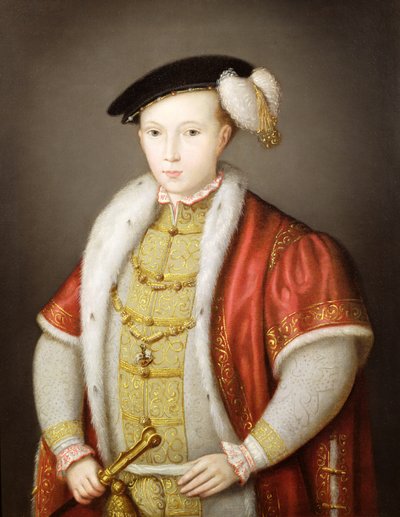 Eduardo VI con la cadena de la Orden de la Jarretera, después del retrato en la Colección de S.M. la Reina Isabel II, c.1600 de Guillaume Scrots
