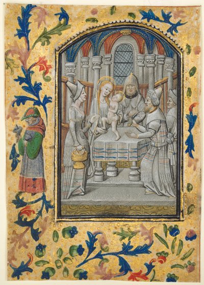 Hoja de un Libro de Horas: Presentación en el Templo de Guillaume Vrelant