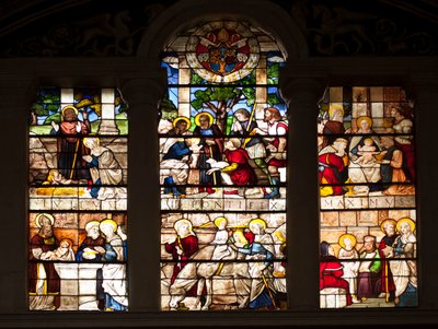 Episodio de la vida de Jesús. Vidriera de Guillermo de Marcillat (1470-1529) 1509 Coro de la Basílica Santa Maria del Popolo, Roma de Guillaume de  Marcillat