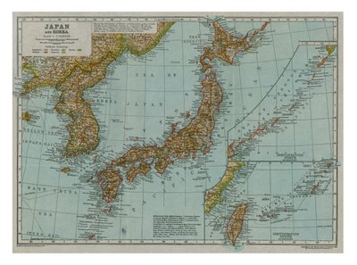 Mapa de Japón y Corea, c1910 de Gull Engraving Company