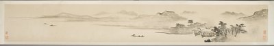 Paisaje con pescador y poema (tinta sobre papel) de Guo Xu Guo Xu