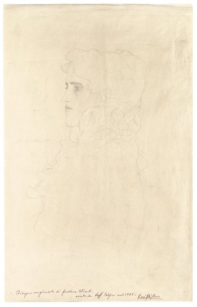 Retrato de una mujer de perfil con cuello de volantes de Gustav Klimt