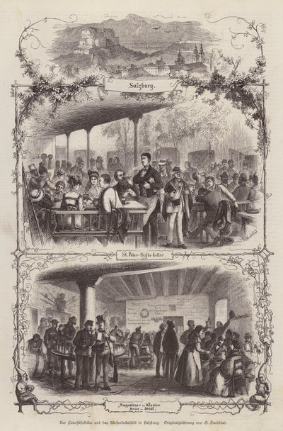 Peterstiftkeller y Klosterbraustubl, cervecerías en Salzburgo, Austria de Gustav (after) Sundblad
