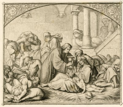 Lutero con enfermos de peste en Wittenberg de Gustav Ferdinand Leopold Konig