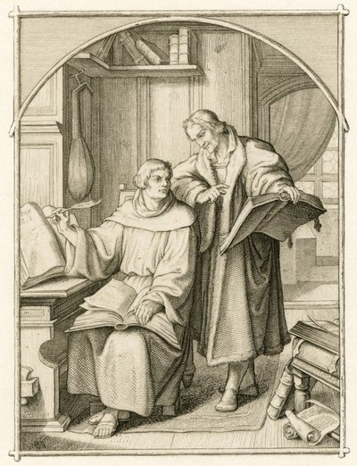 Martín Lutero y Philipp Melanchthon (Philippe, Philippus Melanchthon de Gustav Ferdinand Leopold Konig
