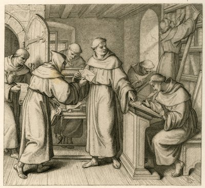 Martín Lutero como vicario general del monasterio de los Agustinos. Ilustración de: " Dr. Martin Luther the German Reformer " , ilustrado por Gustav Koenig, publicado por Rudolf Besser, Gotha de Gustav Ferdinand Leopold Konig