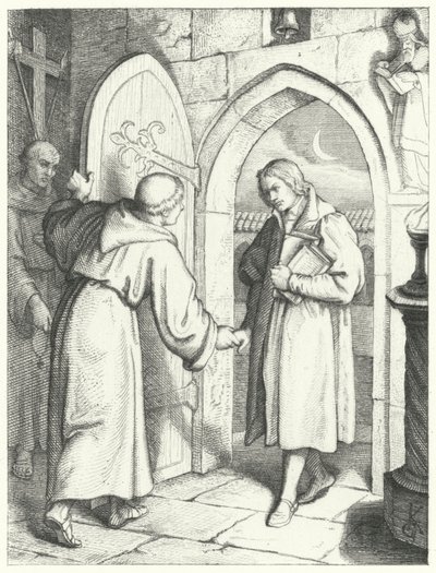 Martín Lutero entrando en el Monasterio de San Agustín en Erfurt el 17 de julio de 1505 de Gustav Ferdinand Leopold Konig