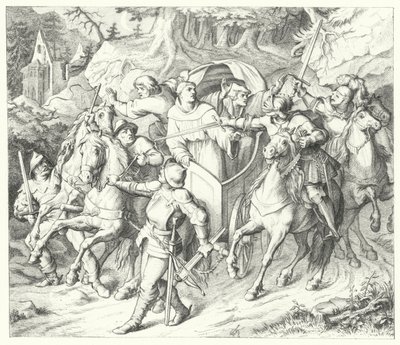 Martín Lutero es secuestrado a su regreso de la Dieta de Worms, 1521 de Gustav Ferdinand Leopold Konig