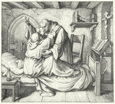 Martín Lutero es consolado por un compañero monje durante su tormento espiritual en el monasterio de Gustav Ferdinand Leopold Konig