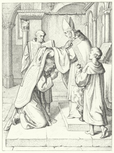 Martín Lutero es ordenado sacerdote por Jerónimo Scultetus, Obispo de Brandeburgo en la Catedral de Erfurt, 3 de abril de 1507 de Gustav Ferdinand Leopold Konig