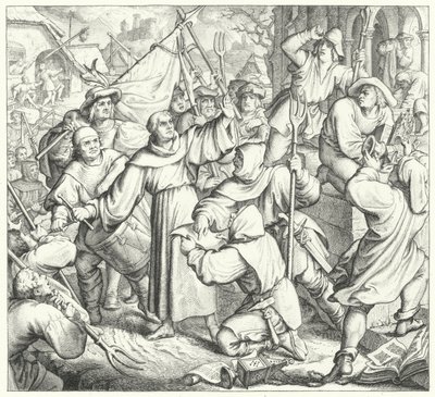 Martín Lutero predica contra los rebeldes y la Guerra de los Campesinos de Gustav Ferdinand Leopold Konig