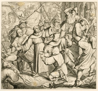 Martín Lutero predica en Seeburg contra la Guerra de los Campesinos de Gustav Ferdinand Leopold Konig