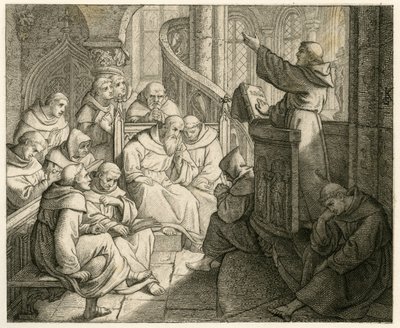 Martín Lutero predica en el monasterio, delante de Staupitz , su amigo paterno de Gustav Ferdinand Leopold Konig