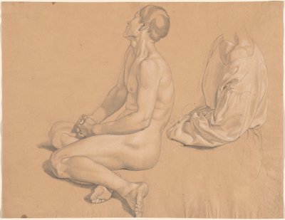Un hombre sentado desnudo y luego vestido de Gustav Heinrich Naeke