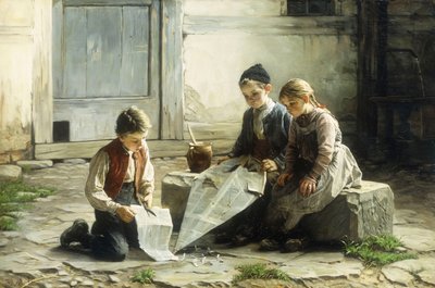 Reparando la cometa, 1895 de Gustav Igler