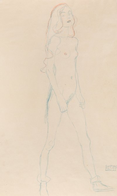 Una joven desnuda, c. 1917 de Gustav Klimt