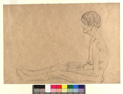 Aktstudie einer sitzenden alten Frau de Gustav Klimt