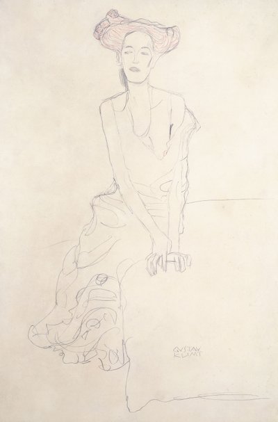 Aug Ruhubeit la joven, apoyándose con las manos de Gustav Klimt