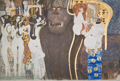 Friso de Beethoven: Las fuerzas hostiles - panel 1, pared frontal de Gustav Klimt