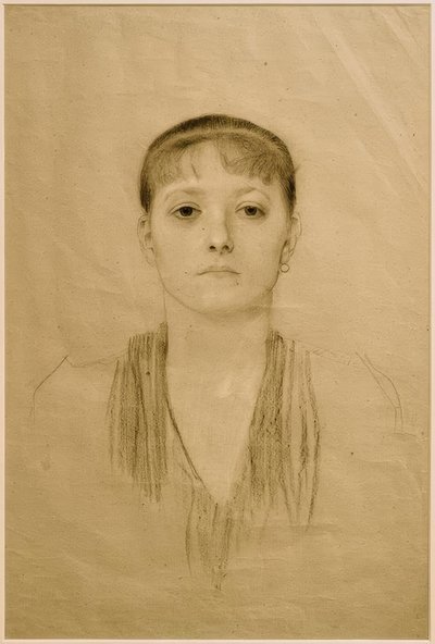 Retrato de una niña de frente de Gustav Klimt