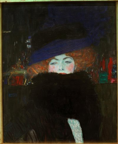 Dama con sombrero y boa de plumas de Gustav Klimt