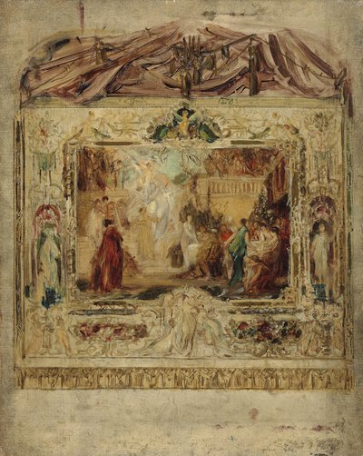 Diseño para un telón de teatro, c.1883-85 (óleo sobre lienzo) de Gustav Klimt