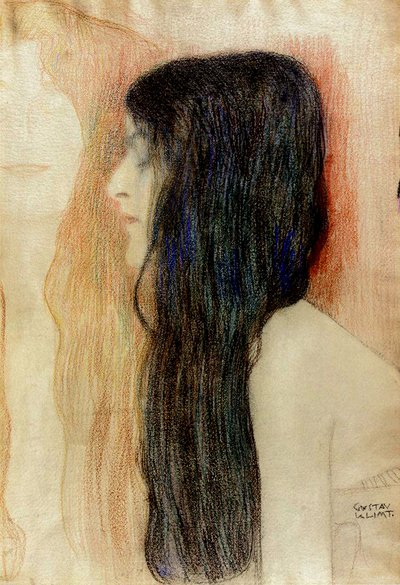 Chica con cabello largo, 1898-99 de Gustav Klimt