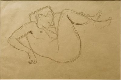 Desnudo femenino agachado con las piernas dobladas (Estudio) de Gustav Klimt