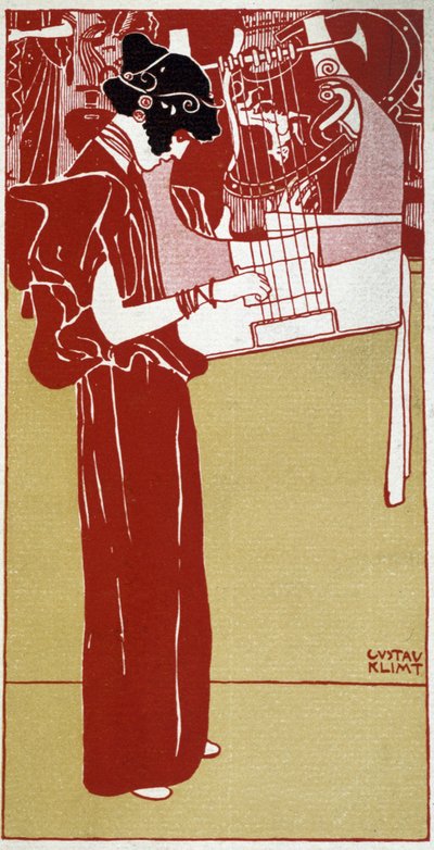 Música - dibujo de Gustav Klimt, principios del siglo XX de Gustav Klimt
