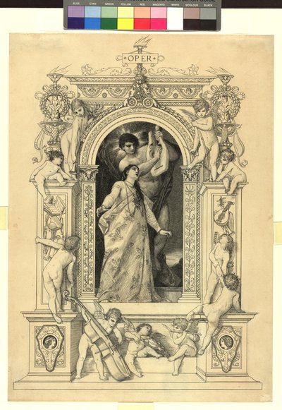 Oper (Vorlage für: Gerlach & Schenk, Allegorien und Embleme Bd. 1 Nr. 64a) de Gustav Klimt