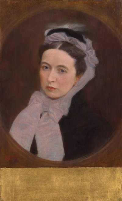 Retrato de una dama con pañuelo morado, c.1895 (óleo sobre lienzo) de Gustav Klimt