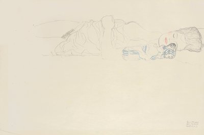 Medio desnudo reclinado a la derecha, c.1914-15 de Gustav Klimt