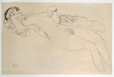 Desnudo reclinado hacia la izquierda de Gustav Klimt