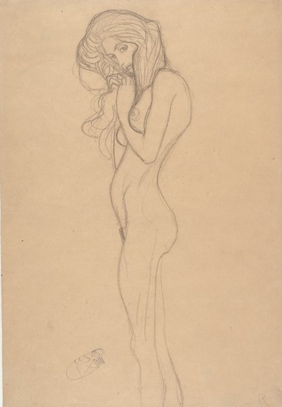 Estudio de Desnudo Femenino de Pie para El Friso de Beethoven, 1901 de Gustav Klimt
