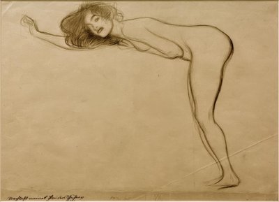 Desnudo de niña de pie inclinada hacia la izquierda de Gustav Klimt