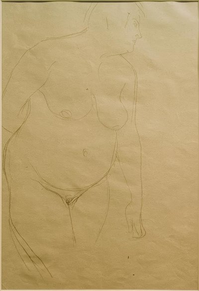Desnudo femenino de pie ligeramente hacia la derecha (Estudio) de Gustav Klimt