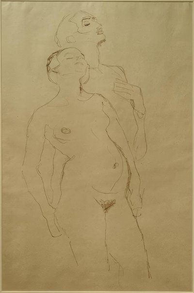 Pareja de amantes de pie (Estudio para Adán y Eva) de Gustav Klimt