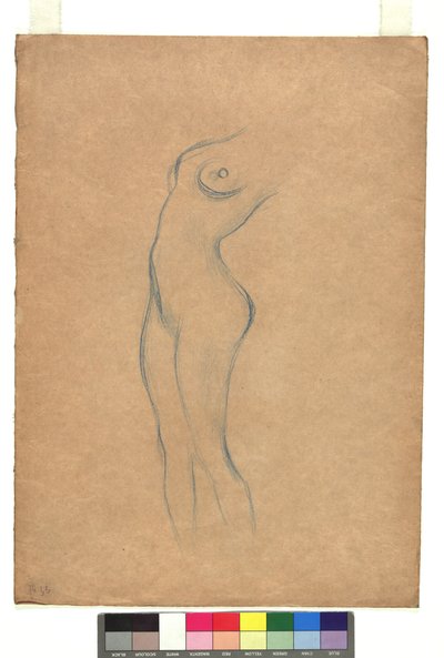 Estudio de un desnudo femenino de pie orientado a la izquierda de Gustav Klimt