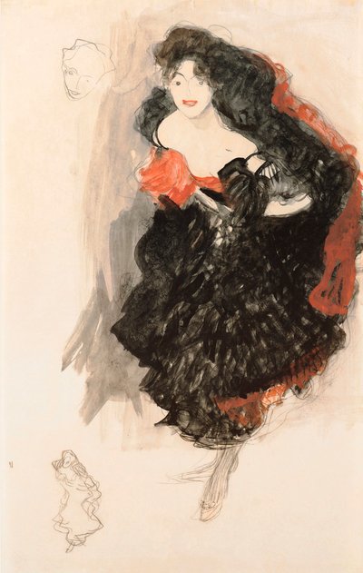 Estudio para Judith II, c.1908 (gouache, carboncillo y color blanco sobre papel) de Gustav Klimt
