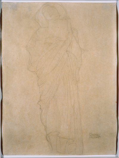 Estudio de una mujer para "Jurisprudencia", c.1903 (grafito sobre papel) de Gustav Klimt