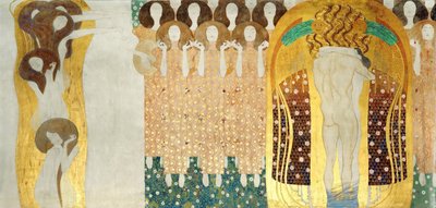 El Friso de Beethoven, (detalle) Las Artes, Coro del Paraíso, Abrazo, 1902 de Gustav Klimt