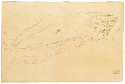 Dos desnudos reclinados, c.1913 de Gustav Klimt